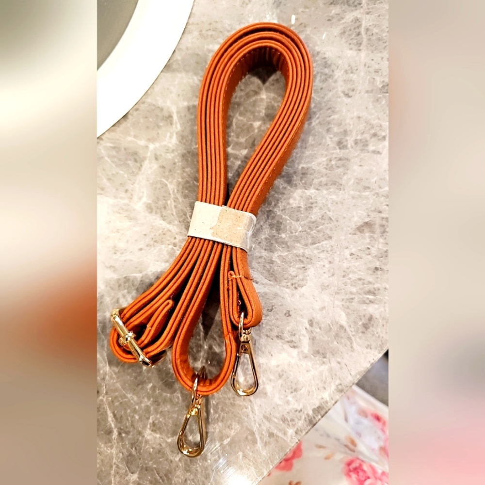 New Crossbody strap, light brown and gold, 32 inch